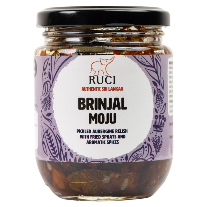 RUCI Sri Lankan Brinjal Moju - Aubergine Pickled with Fried Sprats